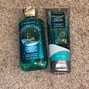Coconut mint drop bath and body works set